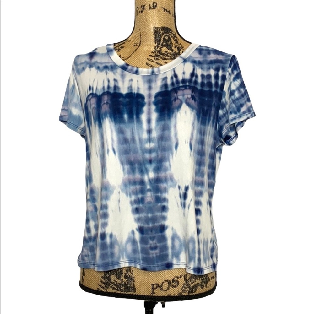Beware Blue Tie-Dye A-Line Short Sleeve Top S